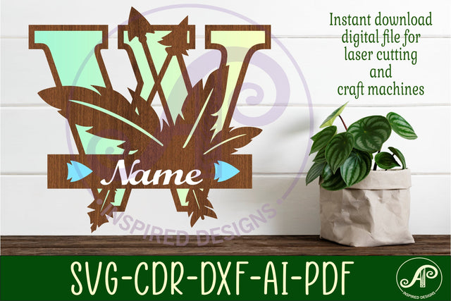 Boho Capital Monogram Letter W SVG SVG APInspireddesigns 