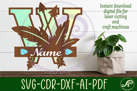 Boho Capital Monogram Letter W SVG SVG APInspireddesigns 