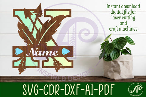 Boho Capital Monogram Letter X SVG SVG APInspireddesigns 