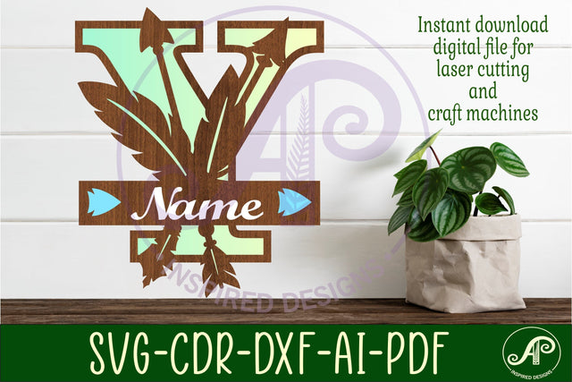 Boho Capital Monogram Letter Y SVG SVG APInspireddesigns 