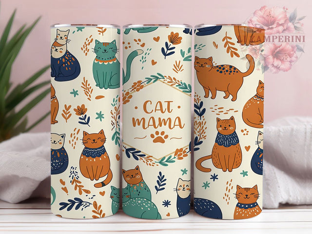 Boho Cat MaMa Vintage Tumbler Wrap, Feline Lover Mug, Rustic Kitty Cup, Cute Pet Parent Wrap, Vintage Bohemian Design, Whimsical Cat Gift, Sublimation Tumbler Wrap Sublimation Li Zamperini 