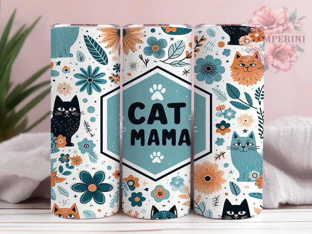 Boho Cat MaMa Vintage Tumbler Wrap, Feline Lover Mug, Rustic Kitty Cup, Cute Pet Parent Wrap, Vintage Bohemian Design, Whimsical Cat Gift, Sublimation Tumbler Wrap Sublimation Li Zamperini 