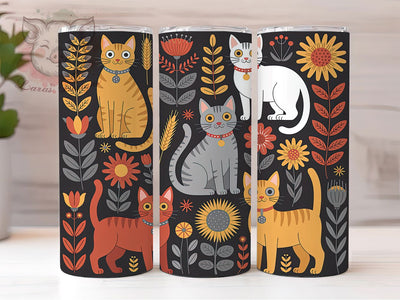 Boho Cat Rustic Autumn Fall Tumbler, Fall Tumbler, Autumn Kitty, Rustic Wrap, Cozy Design, Sublimation Cup, 20Oz Tumbler Sublimation Lara' s Designs 