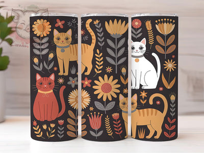 Boho Cat Rustic Autumn Fall Tumbler, Fall Tumbler, Autumn Kitty, Rustic Wrap, Cozy Design, Sublimation Cup, 20Oz Tumbler Sublimation Lara' s Designs 