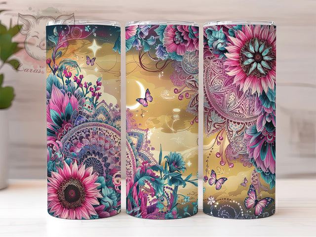 Boho Celestial Butterfly Moon Tumbler, Celestial Tumbler Wrap, Spring Tumbler Design, 20oz Tumbler Sublimation, Moon and Stars Tumbler, Aesthetic Tumbler Wrap, Digital Tumbler Wrap Sublimation Lara' s Designs 