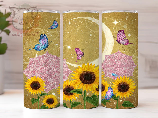 Boho Celestial Butterfly Moon Tumbler, Celestial Tumbler Wrap, Spring Tumbler Design, 20oz Tumbler Sublimation, Moon and Stars Tumbler, Aesthetic Tumbler Wrap, Digital Tumbler Wrap Sublimation Lara' s Designs 