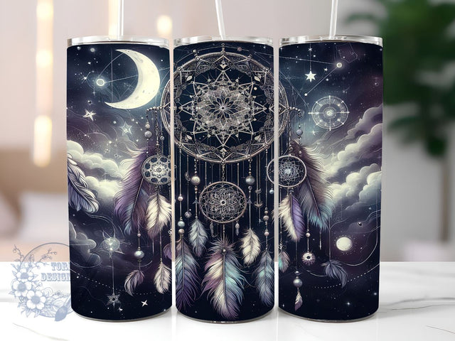 Boho Celestial Dreamcatcher 20oz Skinny Tumbler, Dreamcatcher Tumbler Png, Straight & Tapered Tumbler Wrap, Instant Digital Download Sublimation ToriDesigns 
