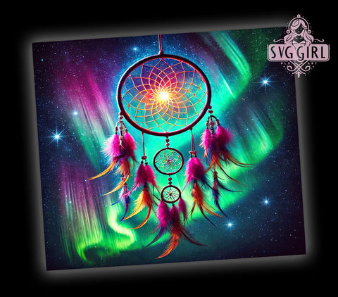 Boho Celestial Dreamcatcher 20oz Tumbler Wrap, Sublimation Design, Bohemian Decor, Unique Tumbler, Dreamcatcher Gift Sublimation SvggirlplusArt 