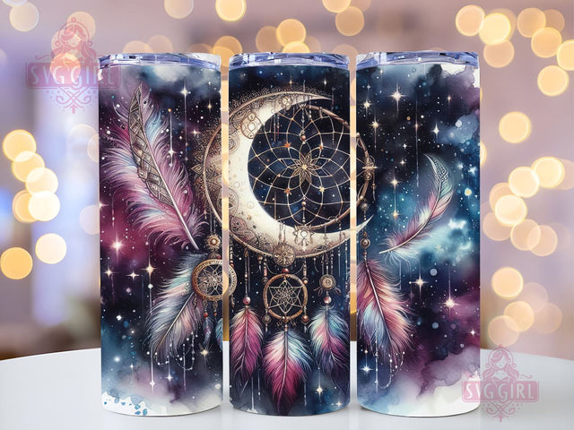 Boho Celestial Dreamcatcher 20oz Tumbler Wrap Sublimation Design, Straight Tapered Tumbler Wrap, Mandala Night Sky Tumbler Png, Instant Digital Download Sublimation SvggirlplusArt 