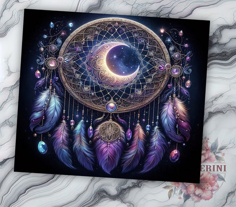Boho Celestial Dreamcatcher Tumbler, Boho Dreamcatcher Tumbler, Celestial Night Sky Design, 20oz Wrap, Bohemian Drinkware, Night Sky Decor, Unique Gift, Sublimation Art Sublimation Li Zamperini 
