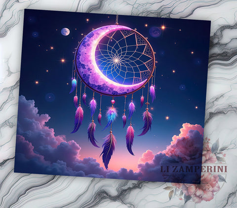 Boho Celestial Dreamcatcher Tumbler, Boho Dreamcatcher Tumbler, Celestial Night Sky Design, 20oz Wrap, Bohemian Drinkware, Night Sky Decor, Unique Gift, Sublimation Art Sublimation Li Zamperini 