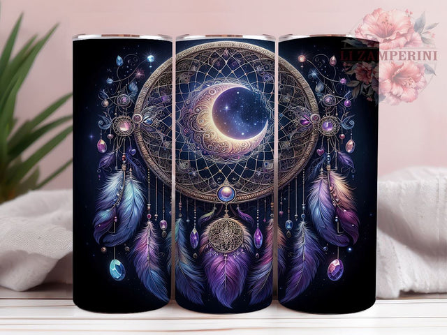 Boho Celestial Dreamcatcher Tumbler, Boho Dreamcatcher Tumbler, Celestial Night Sky Design, 20oz Wrap, Bohemian Drinkware, Night Sky Decor, Unique Gift, Sublimation Art Sublimation Li Zamperini 