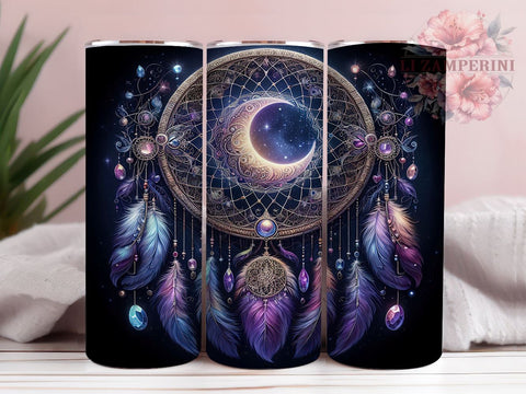 Boho Celestial Dreamcatcher Tumbler, Boho Dreamcatcher Tumbler, Celestial Night Sky Design, 20oz Wrap, Bohemian Drinkware, Night Sky Decor, Unique Gift, Sublimation Art Sublimation Li Zamperini 
