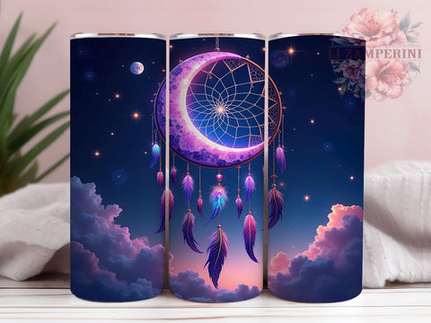 Boho Celestial Dreamcatcher Tumbler, Boho Dreamcatcher Tumbler, Celestial Night Sky Design, 20oz Wrap, Bohemian Drinkware, Night Sky Decor, Unique Gift, Sublimation Art Sublimation Li Zamperini 