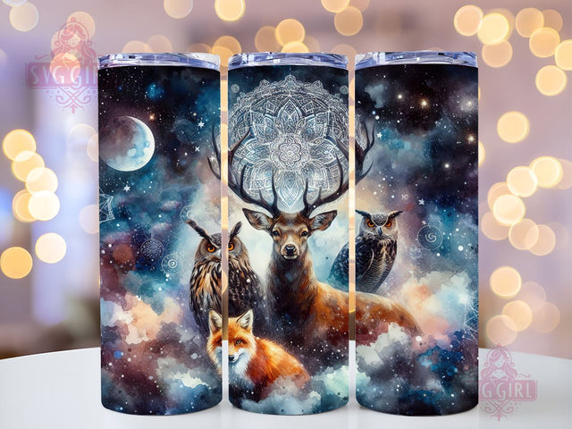 Boho Celestial Owl and Fox 20oz Tumbler Wrap Sublimation Design, Straight Tapered Tumbler Wrap, Mandala Night Sky Tumbler Png, Instant Digital Download Sublimation SvggirlplusArt 