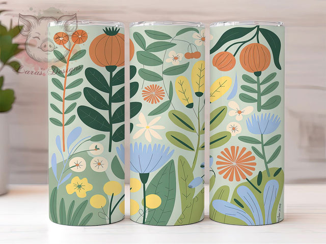 Boho Chic Floral Tumbler, Bohemian Flower Wrap, Rustic Chic Design, Sublimation Cup, 20oz Skinny Tumbler, Boho Aesthetic Drinkware, Floral Boho Style Sublimation Lara' s Designs 