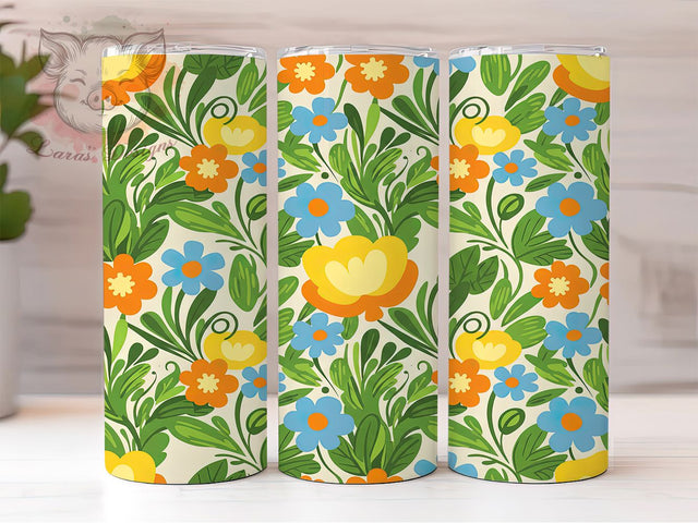 Boho Chic Floral Tumbler, Bohemian Flower Wrap, Rustic Chic Design, Sublimation Cup, 20oz Skinny Tumbler, Boho Aesthetic Drinkware, Floral Boho Style Sublimation Lara' s Designs 