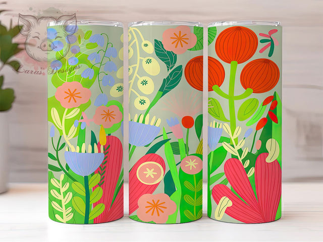 Boho Chic Floral Tumbler, Bohemian Flower Wrap, Rustic Chic Design, Sublimation Cup, 20oz Skinny Tumbler, Boho Aesthetic Drinkware, Floral Boho Style Sublimation Lara' s Designs 