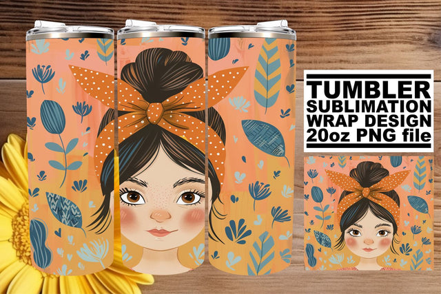 Boho Chic Lady Tumbler Wrap - Sublimation 20oz Sublimation afrosvg 