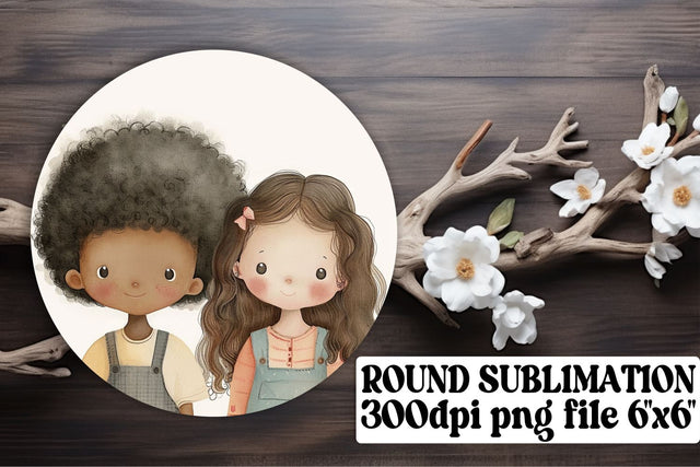Boho Children's Round Ornaments: Joyful Decor Sublimation afrosvg 