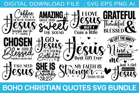 Boho Christian Quotes Svg Bundle, 70 svg designs , SVGs,Quotes and Sayings,Food & Drink,On Sale, Print & Cut SVG designmaster24 