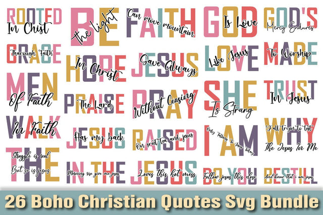 Boho Christian Quotes Svg Bundle SVG Angelina750 