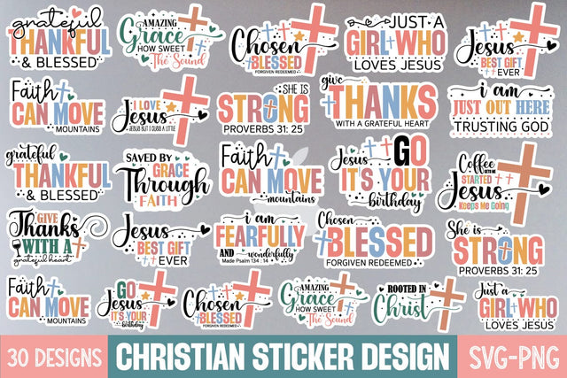 Boho christian Sticker Svg Bundle , SVGs,Quotes and Sayings,Food & Drink,On Sale, Print & Cut SVG designmaster24 