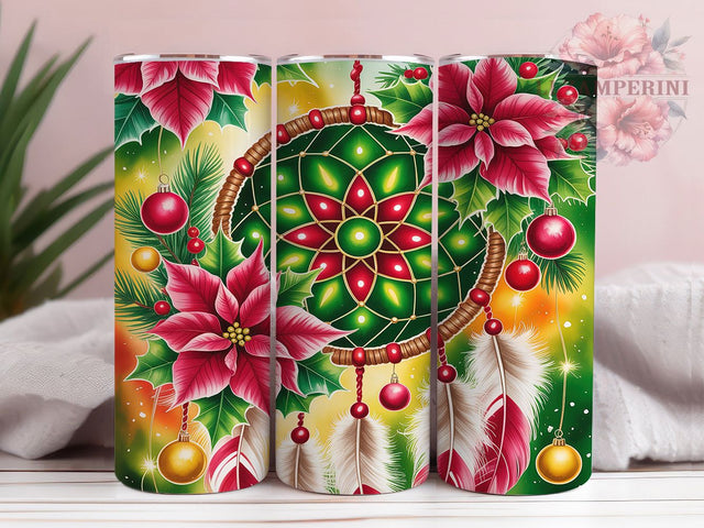 Boho Christmas Dreamcatcher Tumbler, Christmas Dreamcatcher Design, Boho Holiday Pattern, 20Oz Sublimation Wrap, Festive Boho Art, Dreamcatcher Christmas Texture, Tumbler Sublimation Sublimation Li Zamperini 