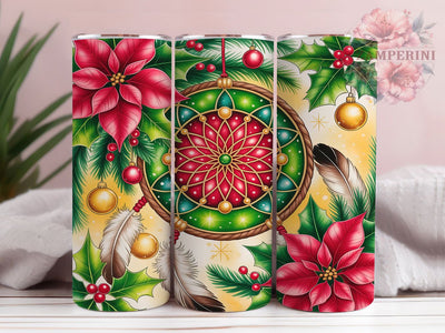 Boho Christmas Dreamcatcher Tumbler, Christmas Dreamcatcher Design, Boho Holiday Pattern, 20Oz Sublimation Wrap, Festive Boho Art, Dreamcatcher Christmas Texture, Tumbler Sublimation Sublimation Li Zamperini 