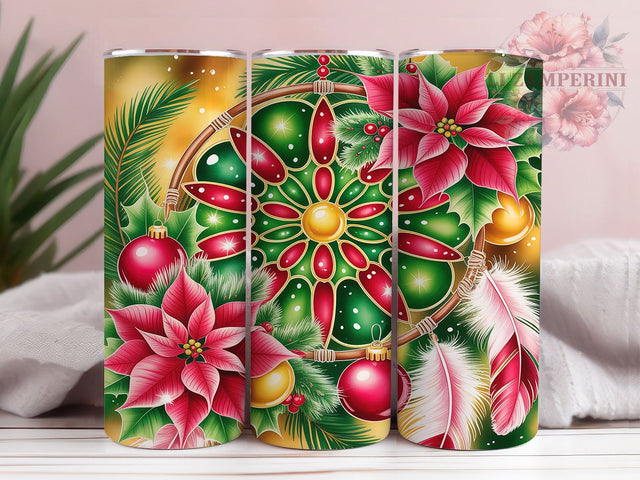 Boho Christmas Dreamcatcher Tumbler, Christmas Dreamcatcher Design, Boho Holiday Pattern, 20Oz Sublimation Wrap, Festive Boho Art, Dreamcatcher Christmas Texture, Tumbler Sublimation Sublimation Li Zamperini 