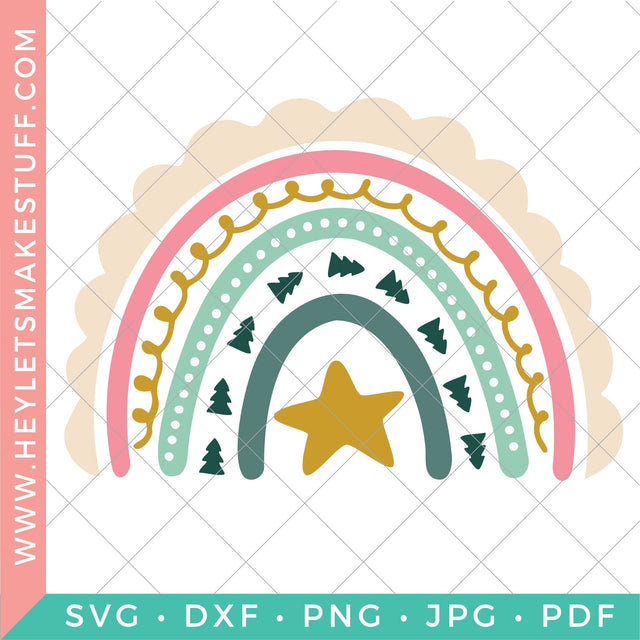 Boho Christmas Rainbow 4 SVG Hey Let's Make Stuff 