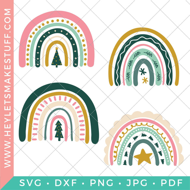 Boho Christmas Rainbow Bundle SVG Hey Let's Make Stuff 