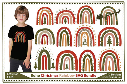 Boho Christmas Rainbow SVG Bundle SVG shah alam 