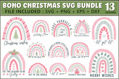 Boho Christmas Rainbow SVG Bundle SVG Shetara Begum 