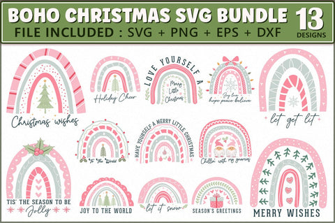 Boho Christmas Rainbow SVG Bundle SVG Shetara Begum 