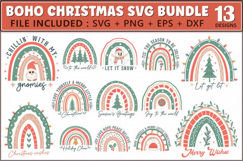 Boho Christmas Rainbow SVG Bundle SVG Shetara Begum 