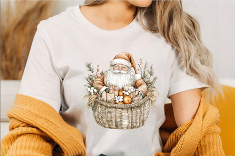 Boho Christmas Santa Clipart Bundle. Sublimation SVGArt 