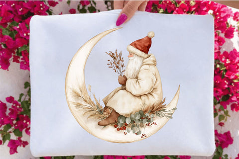 Boho Christmas Santa Clipart Bundle. Sublimation SVGArt 