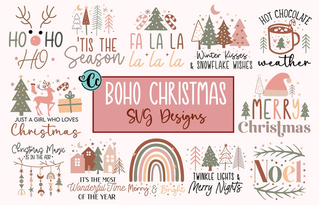 Boho Christmas SVG Bundle, Boho Bundle, Christmas SVG Bundle, Boho Christmas SVG PNG Bundle, Xmas Designs SVG Crazy Craft 