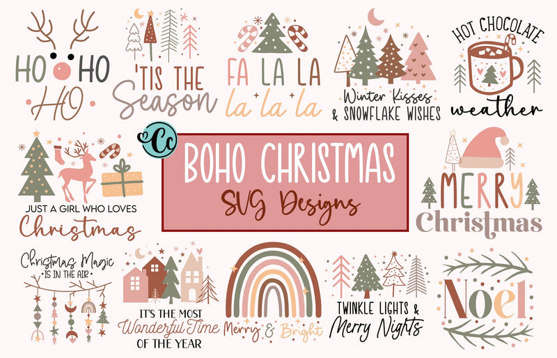 Boho Christmas SVG Bundle, Boho Bundle, Christmas SVG Bundle, Boho Christmas SVG PNG Bundle, Xmas Designs SVG Crazy Craft 