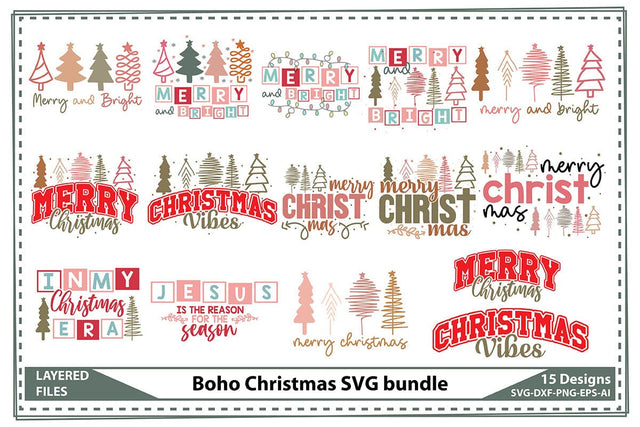 Boho Christmas SVG Bundle SVG shah alam 