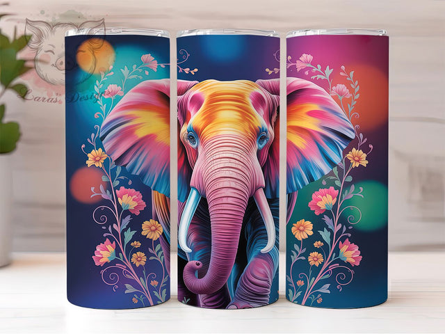 Boho Colorful Elephant Tumbler, Boho Style, Exotic Wrap, Sublimation Art, 20oz Tumbler, Cute Design, Tribal Theme Sublimation Lara' s Designs 
