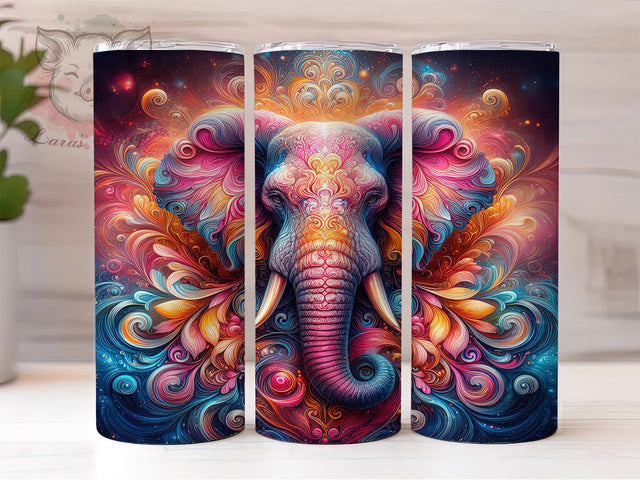 Boho Colorful Elephant Tumbler, Boho Style, Exotic Wrap, Sublimation Art, 20oz Tumbler, Cute Design, Tribal Theme Sublimation Lara' s Designs 