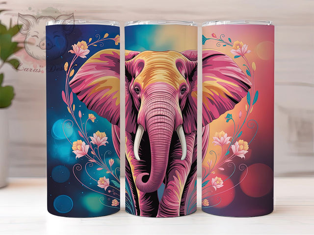 Boho Colorful Elephant Tumbler, Boho Style, Exotic Wrap, Sublimation Art, 20oz Tumbler, Cute Design, Tribal Theme Sublimation Lara' s Designs 