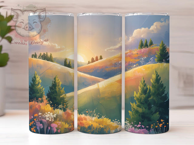 Boho Cottagecore Mountain Tumbler, Cottagecore Sun Tumbler, Rustic Landscape Wrap, Whimsical Flowers Wrap, Scenic Mountain Wrap, Sublimation Design, Trendy Gift Idea Sublimation Lara' s Designs 