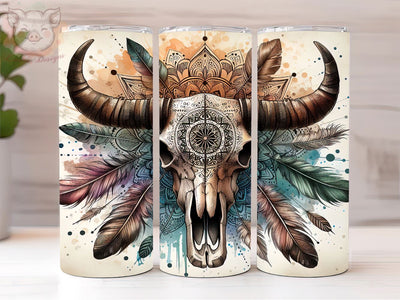 Boho Cow Skull 20oz Tumbler Png, Straight & Tapered Tumbler Png, Country Girl Tumbler Png, Digital Download PNG Sublimation Lara' s Designs 