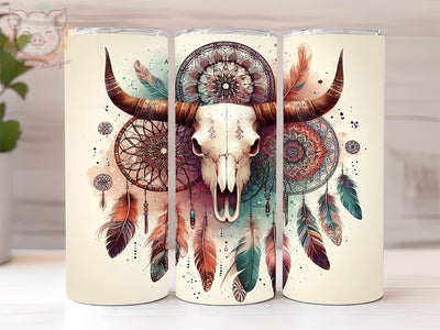 Boho Cow Skull 20oz Tumbler Png, Straight & Tapered Tumbler Png, Country Girl Tumbler Png, Digital Download PNG Sublimation Lara' s Designs 