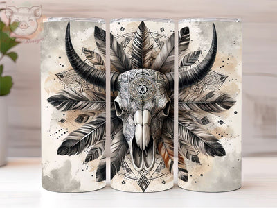 Boho Cow Skull 20oz Tumbler Png, Straight & Tapered Tumbler Png, Country Girl Tumbler Png, Digital Download PNG Sublimation Lara' s Designs 