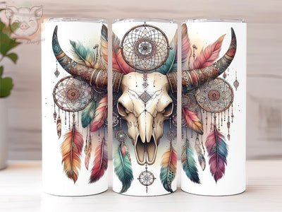 Boho Cow Skull 20oz Tumbler Png, Straight & Tapered Tumbler Png, Country Girl Tumbler Png, Digital Download PNG Sublimation Lara' s Designs 