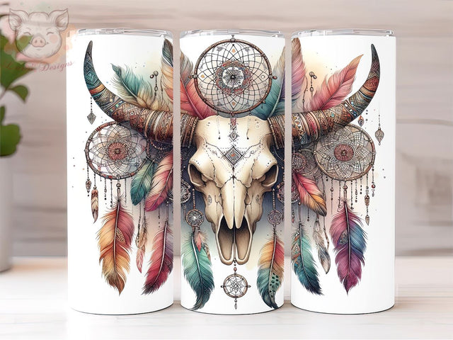 Boho Cow Skull 20oz Tumbler Png, Straight & Tapered Tumbler Png, Country Girl Tumbler Png, Digital Download PNG Sublimation Lara' s Designs 